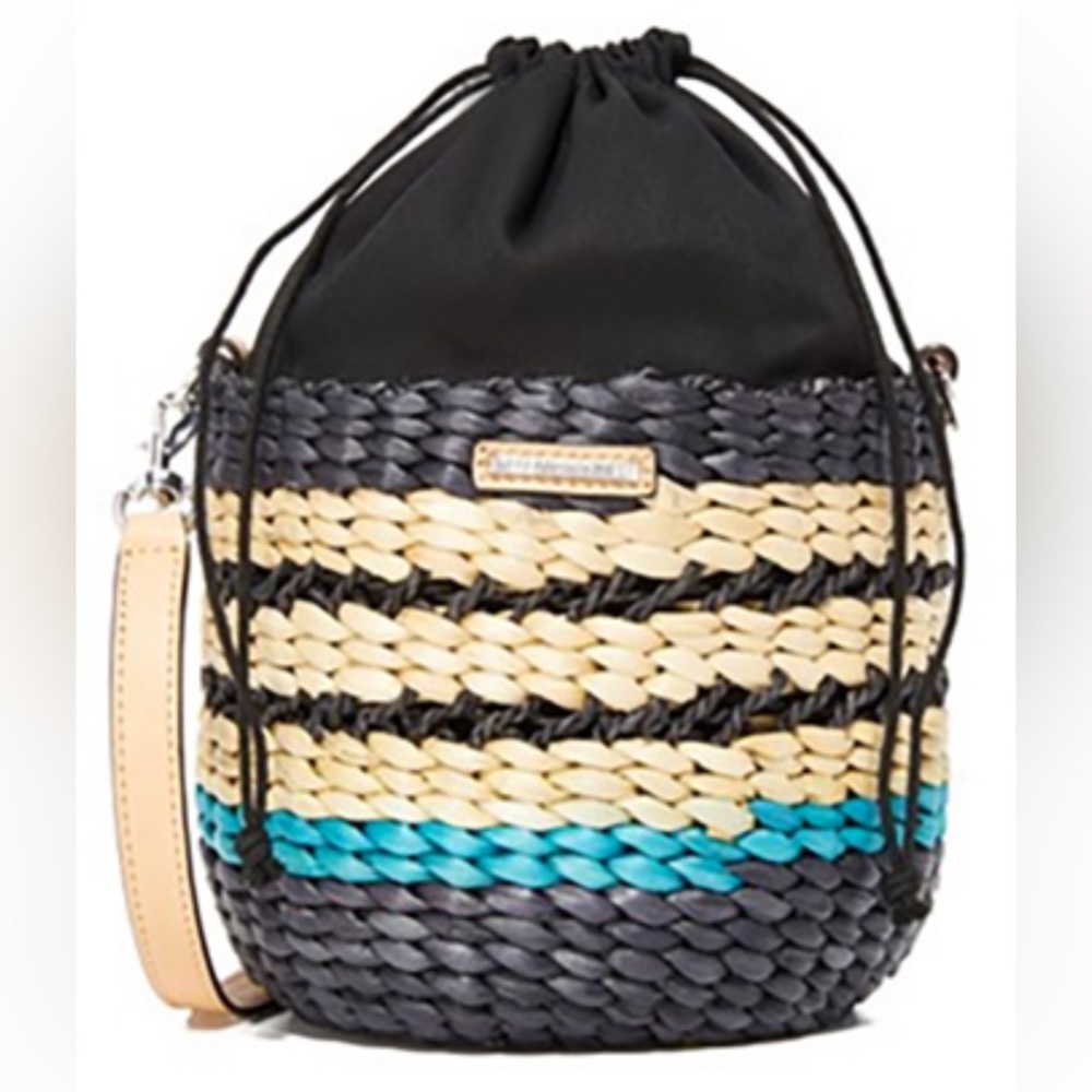 Rebecca Minkoff Straw Mini Basket Crossbody Bucket Bag Purse